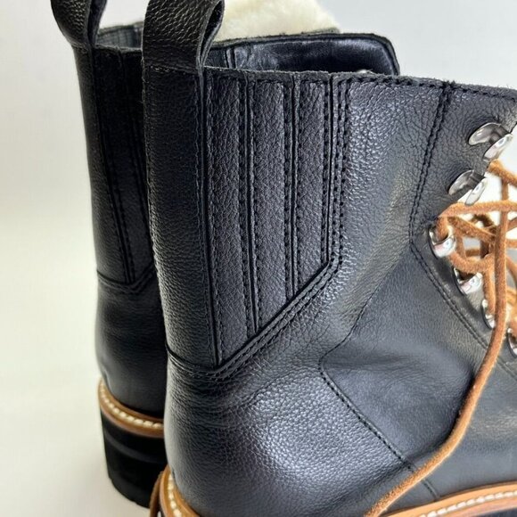 Marc Fisher LTD Izzie Shearling-Lined Leather Work Boots SIze 9.5 M Black - Picture 14 of 16